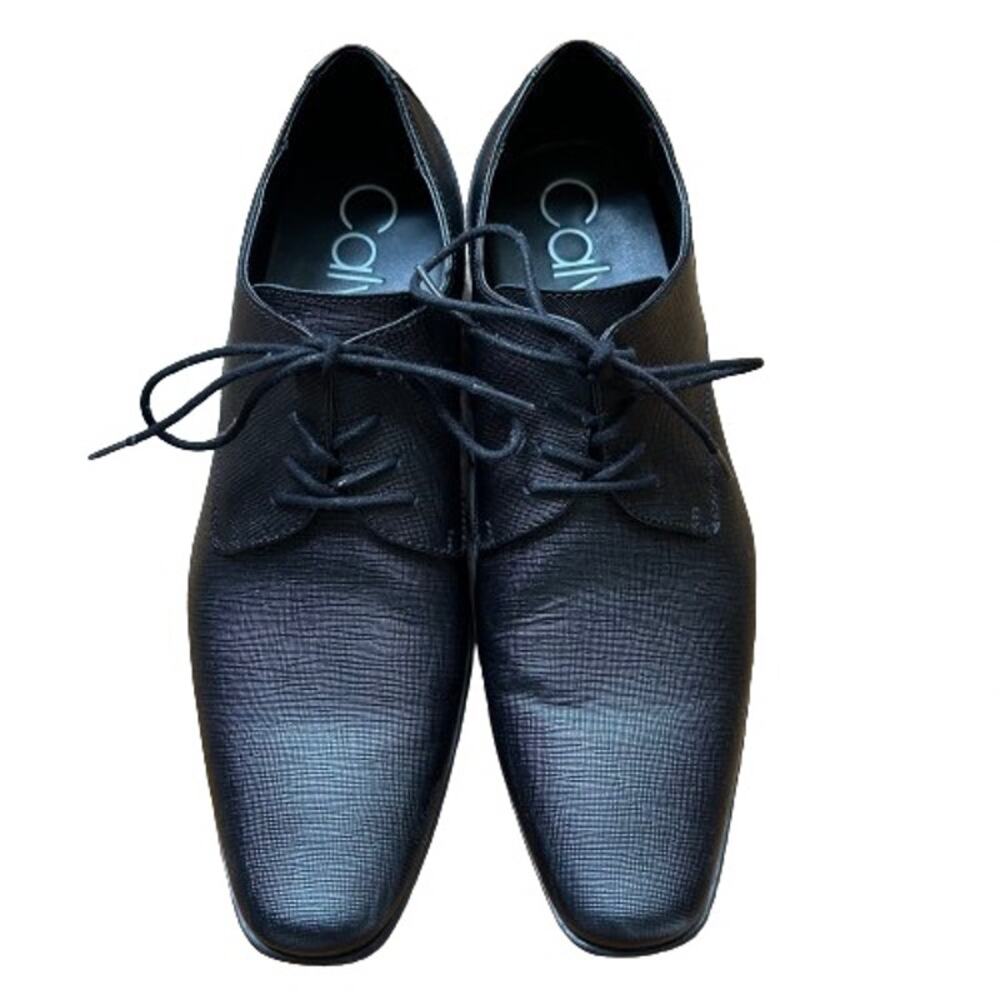 GUC Calvin Klein Men's Brodie Weave Emboss Black Oxford Shoe. Size 11.5 M. - Picture 3 of 12